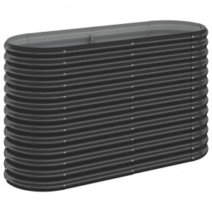 Canteiro elevado jardim 114x40x68 aço revestido a pó antracite H