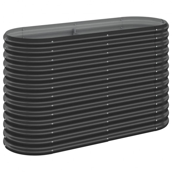 Canteiro elevado jardim 114x40x68 aço revestido a pó antracite M 2