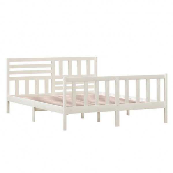 Estructura de cama de madera maciza blanca 160x200 cm M 4