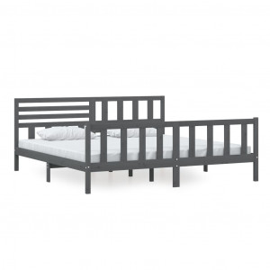 Estructura de cama de madera maciza gris 200x200 cm H
