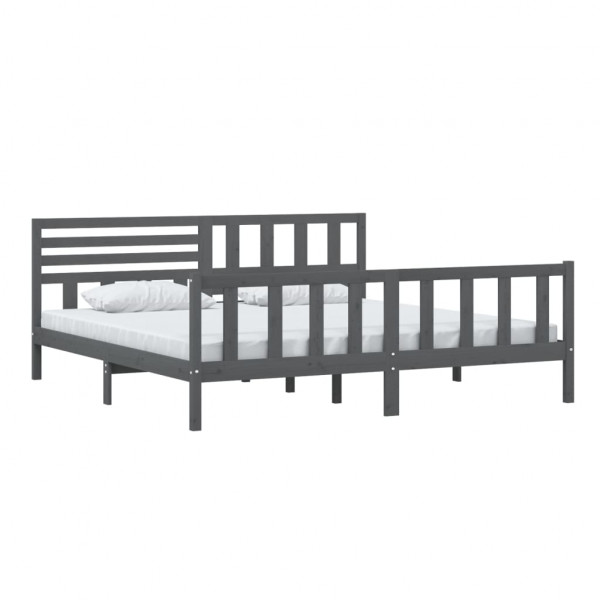 Estructura de cama de madera maciza gris 200x200 cm M 3