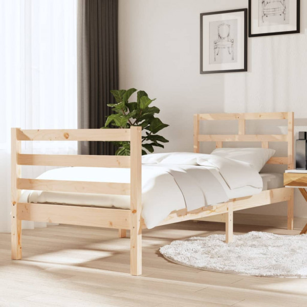 Estructura de cama individual madera maciza 75x190 cm D