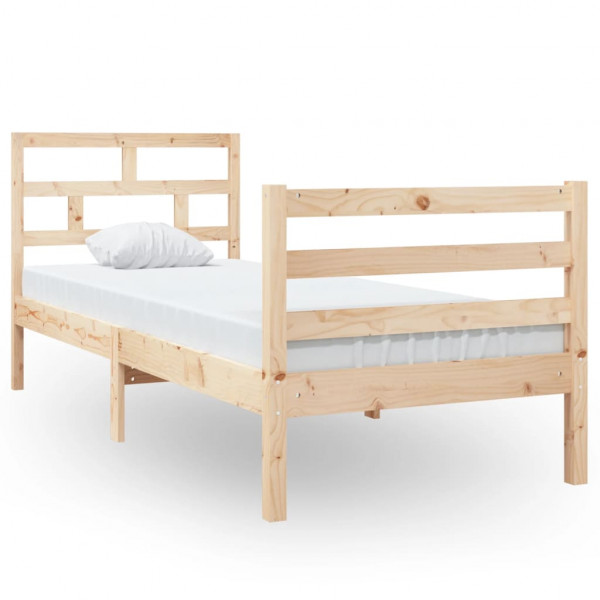 Estructura de cama individual madera maciza 75x190 cm M 2