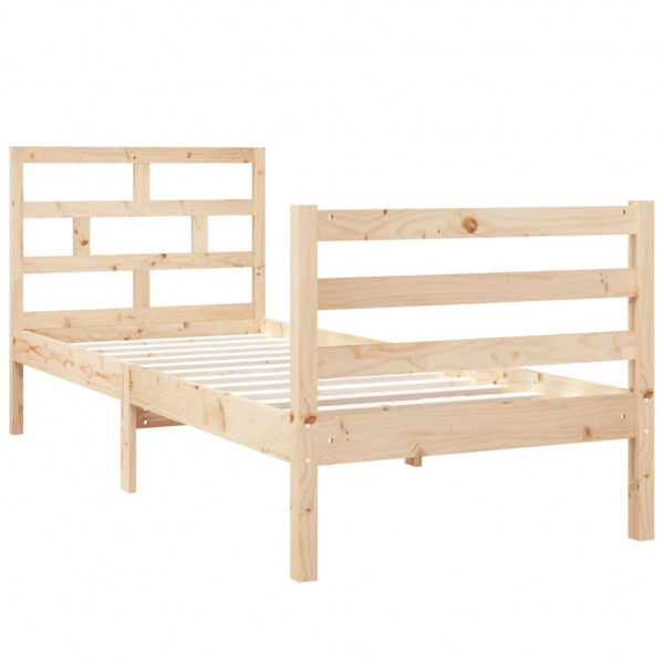 Estructura de cama individual madera maciza 75x190 cm M 3