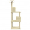 Rascador para gatos con postes de sisal color crema 141 cm 5