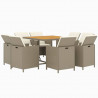 Set comedor de jardín 9 pzas con cojines ratán sintético beige 3