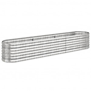 Jardinera arriate acero recubrimiento polvo plata 224x40x36 cm H