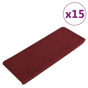 Alfombrilla autoadhesiva de escalera 15 uds rojo 65x24.5x3.5 cm H
