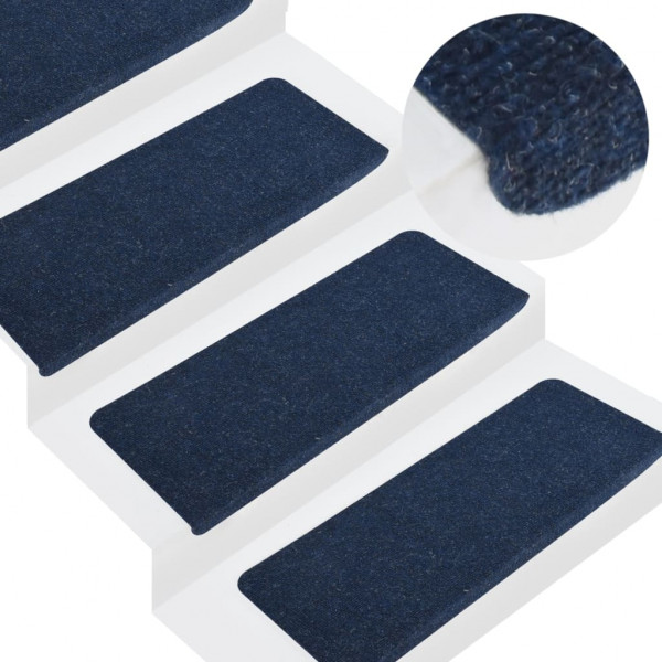 Alfombrilla autoadhesiva de escalera 15 uds azul 65x24.5x3.5 cm D
