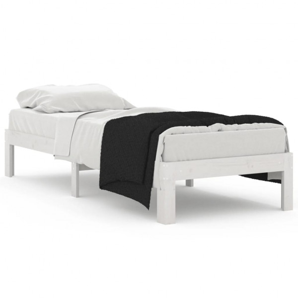 Estrutura cama pequena solteiro 75x190 cm madeira maciça branco M 2