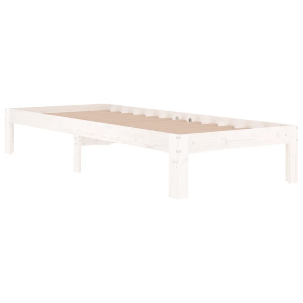 Estrutura cama pequena solteiro 75x190 cm madeira maciça branco M 3
