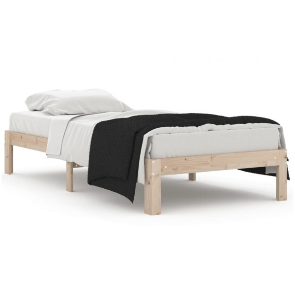 Estructura de cama madera maciza individual 90x190 cm M 2