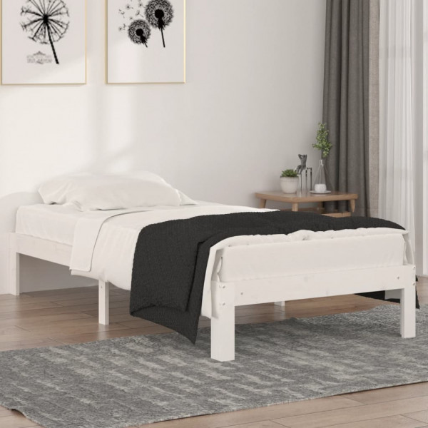 Estructura de cama madera maciza individual 90x190 cm D