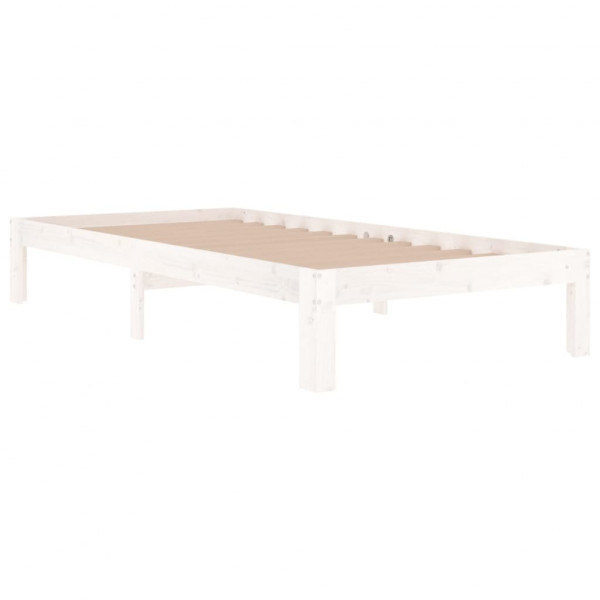 Estrutura de cama solteiro 90x190 cm madeira maciça branco M 3