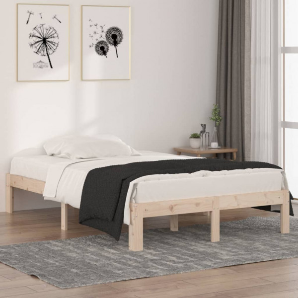 Estructura de cama madera maciza pequeña doble 120x190 cm D