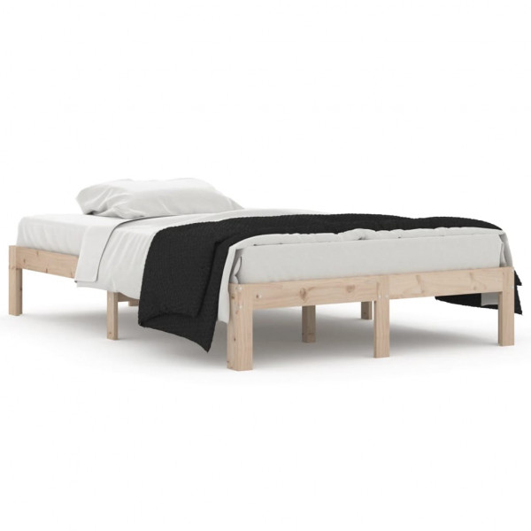 Estructura de cama madera maciza pequeña doble 120x190 cm M 2