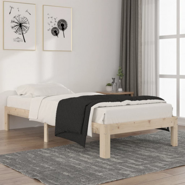 Estructura de cama de madera maciza de pino 90x200 cm D
