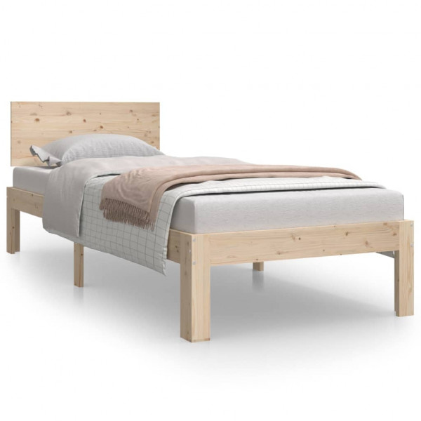 Estructura de cama madera maciza individual 75x190 cm M 2