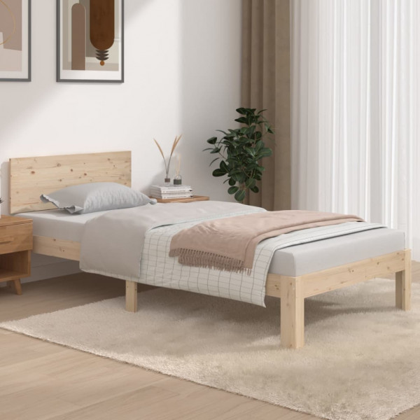 Estructura de cama individual madera maciza 90x190 cm D