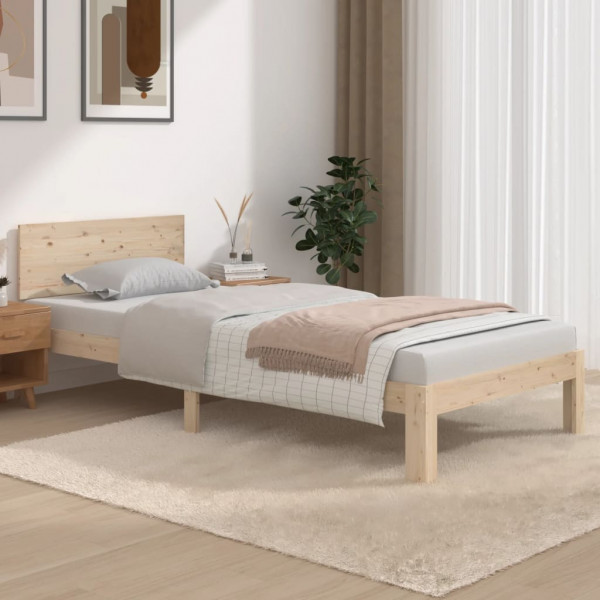 Estructura de cama de madera maciza de pino 90x200 cm D