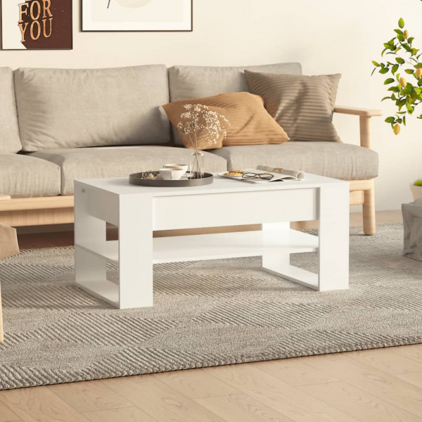 Mesa de centro madera contrachapada blanco 102x55x42 cm D