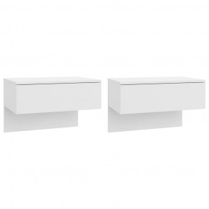 Mesitas de noche de pared 2 unidades blanco brillante H