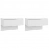 Mesitas de noche de pared 2 unidades blanco brillante 2