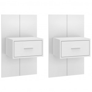 Mesas de cabeceira montagem na parede 2 pcs branco H