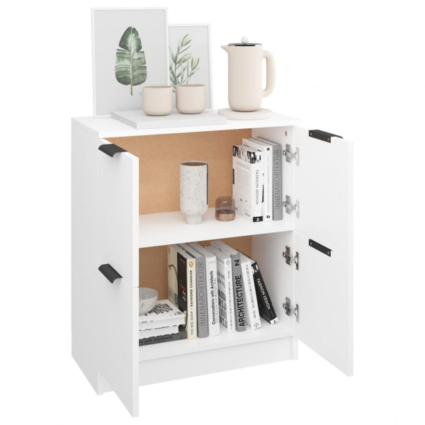 Aparador de madera contrachapada blanco 60x30x70 cm M 4