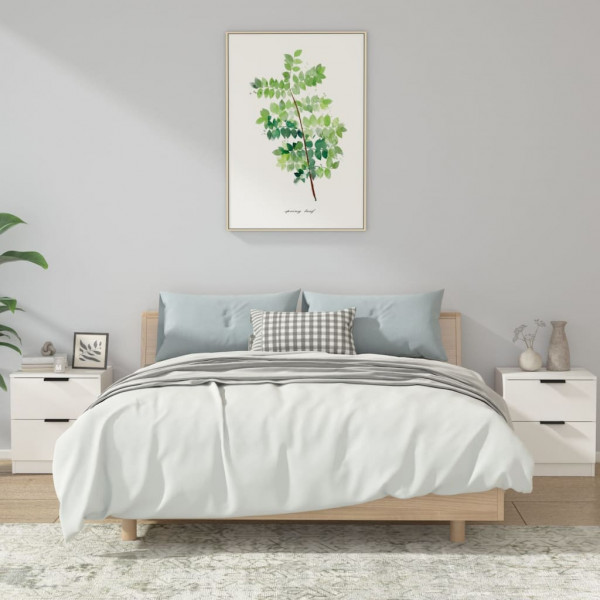 Mesitas de noche 2 uds madera contrachapada blanco D