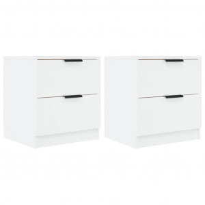 Mesitas de noche 2 uds madera contrachapada blanco H