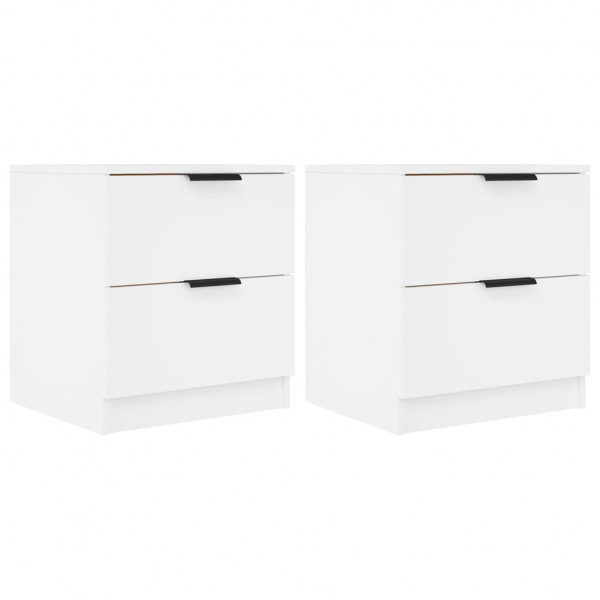 Mesas de cabeceira 2 pcs madeira processada branco M 2