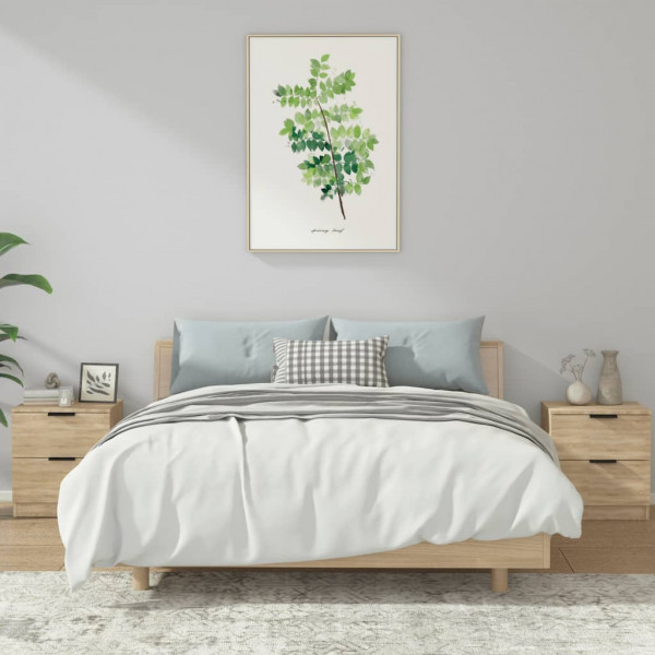 Mesita de noche 2 uds madera contrachapada color roble Sonoma M 5