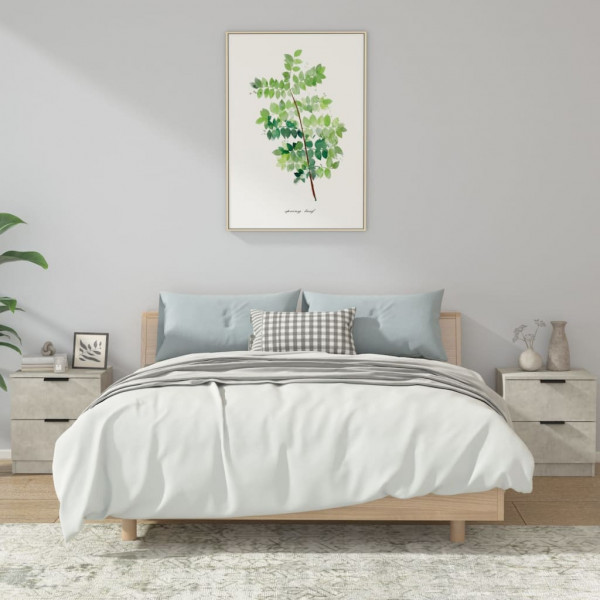 Mesita de noche 2 uds madera contrachapada gris hormigón D