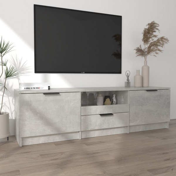 Mueble de TV madera contrachapada gris hormigón 140x35x40 cm M 3