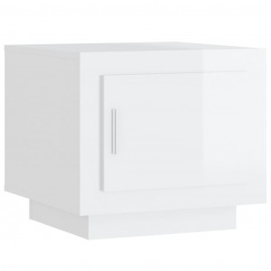 Mesa de centro madera contrachapada blanco brillo 51x50x45 cm H