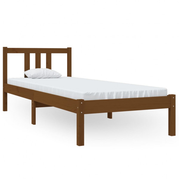 Estructura de cama madera maciza marrón miel 75x190 cm M 2