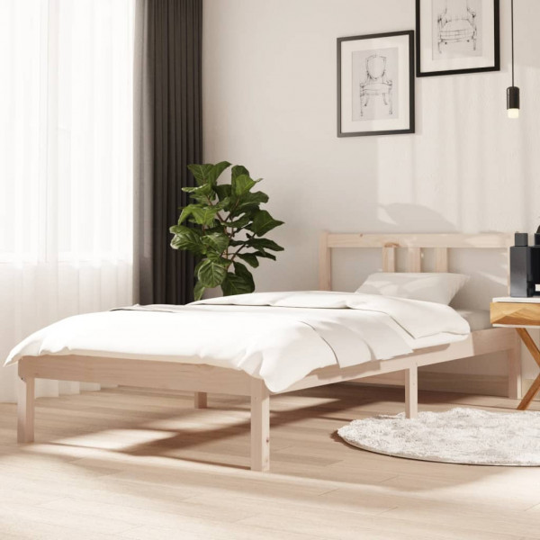 Estructura de cama madera maciza 90x190 cm D