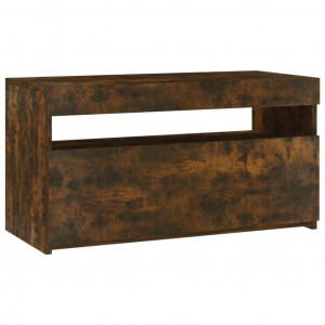 Mueble de TV con luces LED roble ahumado 75x35x40 cm H