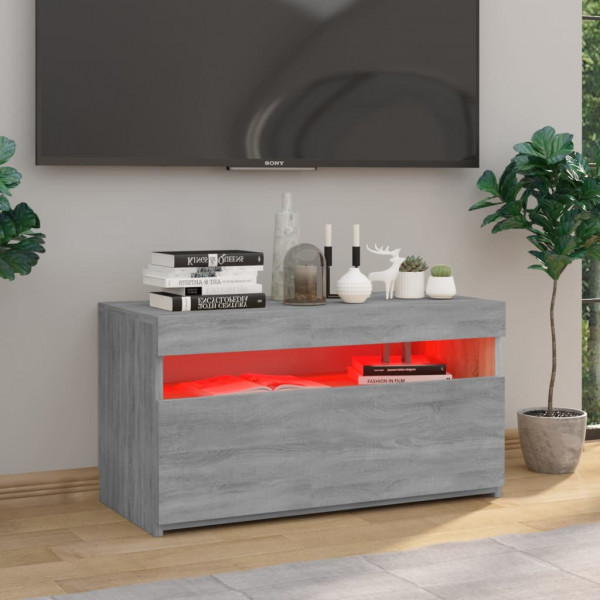 Mueble de TV con luces LED gris Sonoma 75x35x40 cm M 3