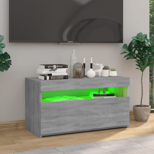 Mueble de TV con luces LED gris Sonoma 75x35x40 cm M 5