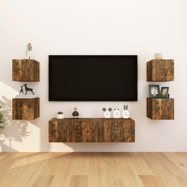 Mueble para TV de pared color roble ahumado 30.5x30x30 cm M 5
