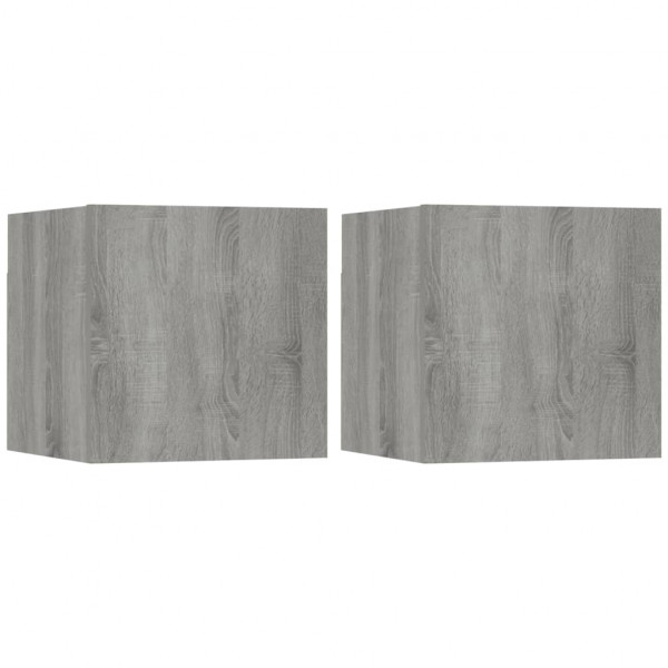 Mobiliário para TV de parede 2 uds cinza Sonoma 30.5x30x30 cm M 2