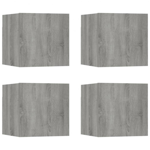 Muebles para TV de pared 4 uds gris Sonoma 30.5x30x30 cm M 2