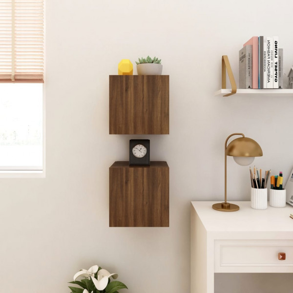 Muebles para TV de pared 2 uds roble marrón 30.5x30x30 cm M 4