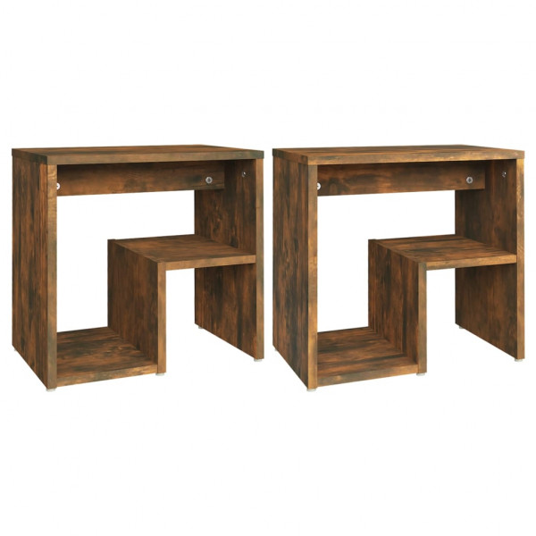 Mesas cabeceira 2 pcs 40x30x40 cm madeira proc. carvalho fumado M 2