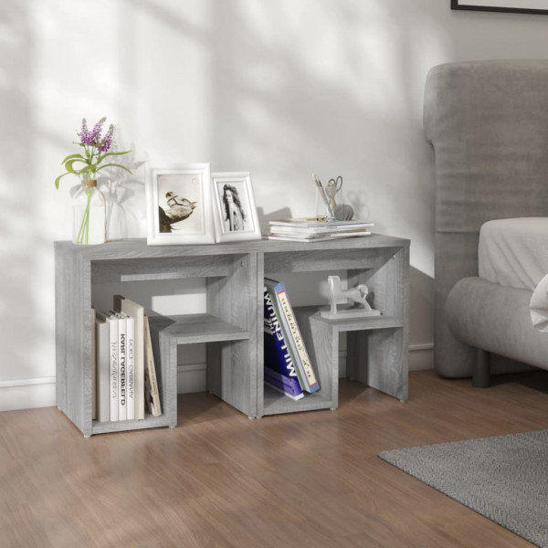 Mesitas de noche 2 uds contrachapado gris Sonoma 40x30x40 cm D