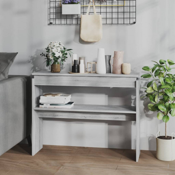 Mesa consola madera contrachapada gris Sonoma 102x30x80 cm D
