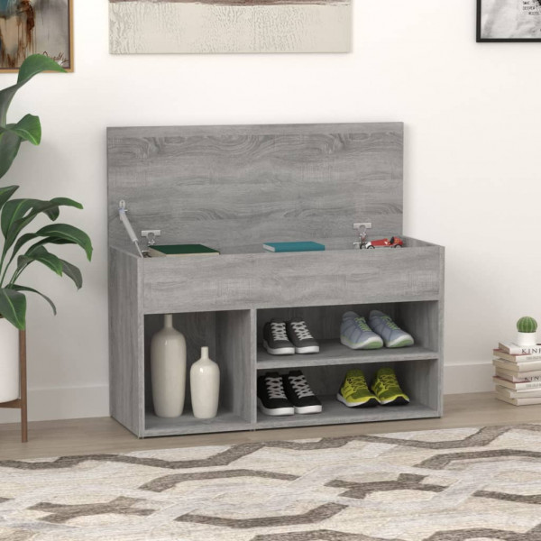 Banco zapatero madera contrachapada gris Sonoma 80x30x45 cm D