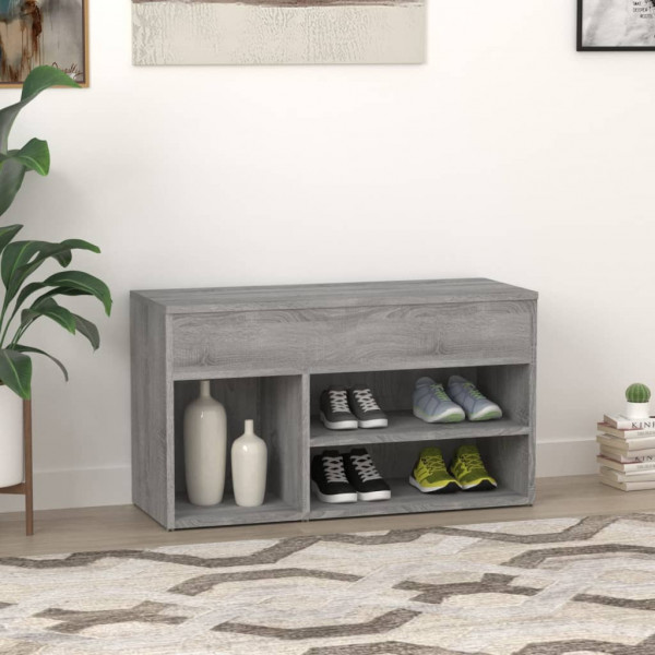 Banco zapatero madera contrachapada gris Sonoma 80x30x45 cm M 4